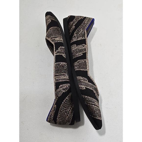 Rothy's Golden Shimmer Points Flats Black Gold Womens Size 6.5 Metallic Classic - Picture 5 of 8